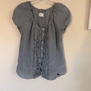 Abercrombie and Fitch Women’s Striped Babydoll Ruffle Y2K Top medium